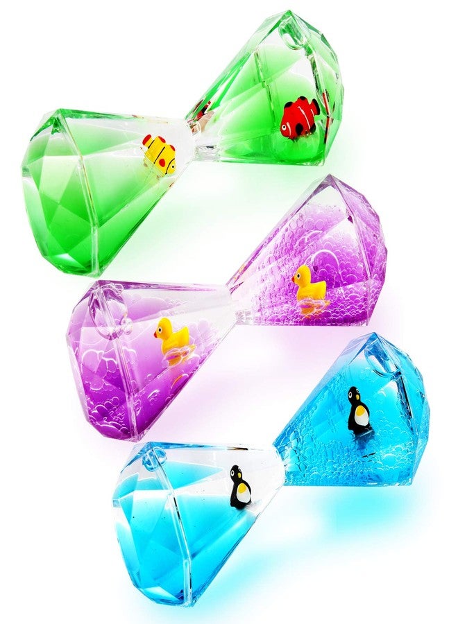 YUE MOTION Liquid Motion Bubbler with Floating Sea Creatures, Diamond Shaped Liquid Timer, Fidget Toy,Autism Toys, Children Activity, Calm Relaxing and Home Ornament (Green Liquid with Fish Toys) - Image 4